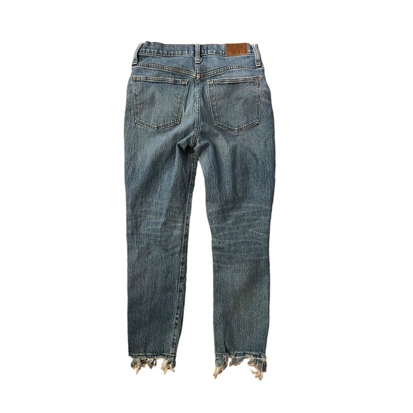 MADEWELL Womens Jeans HI-RISE SLIM BOYJEAN Medium Wash Raw Hem Sz 26 - Picture 2 of 5